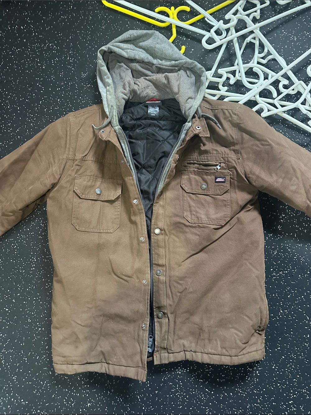 Brown Dickies Men's Work Jacket with Hooded Liner
